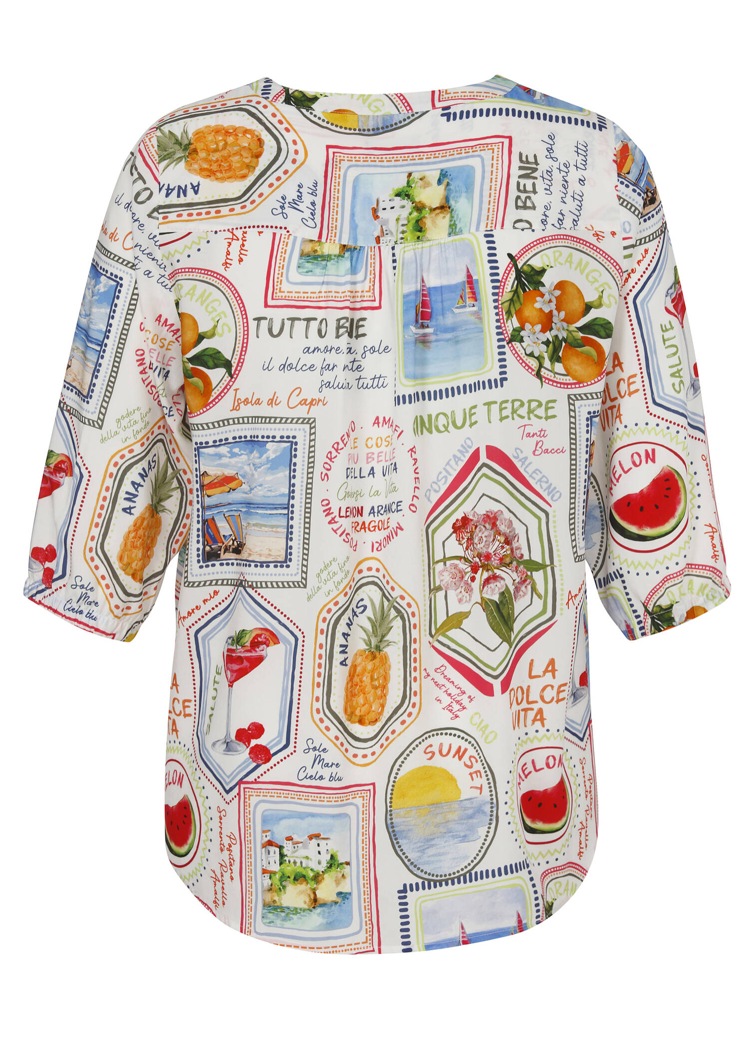 Leichte Bluse mit V-Ausschnitt und grafischem Muster / 