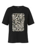 Softes Baumwoll-T-Shirt Schwarz mit geschmücktem Motiv /