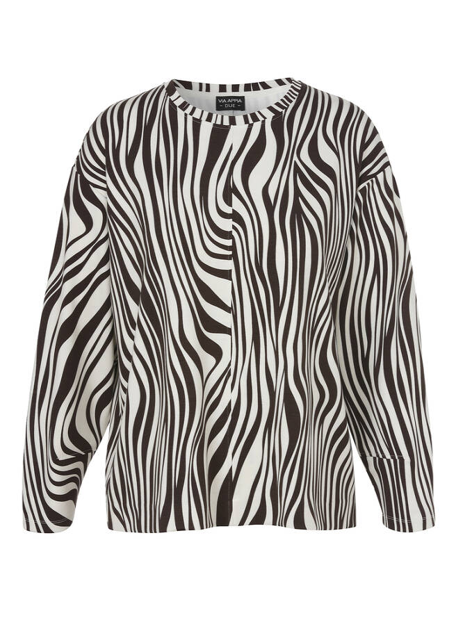 Print Sweatshirt mit Bicolormuster Kaffee & Creme creme/kaffee Frontansicht