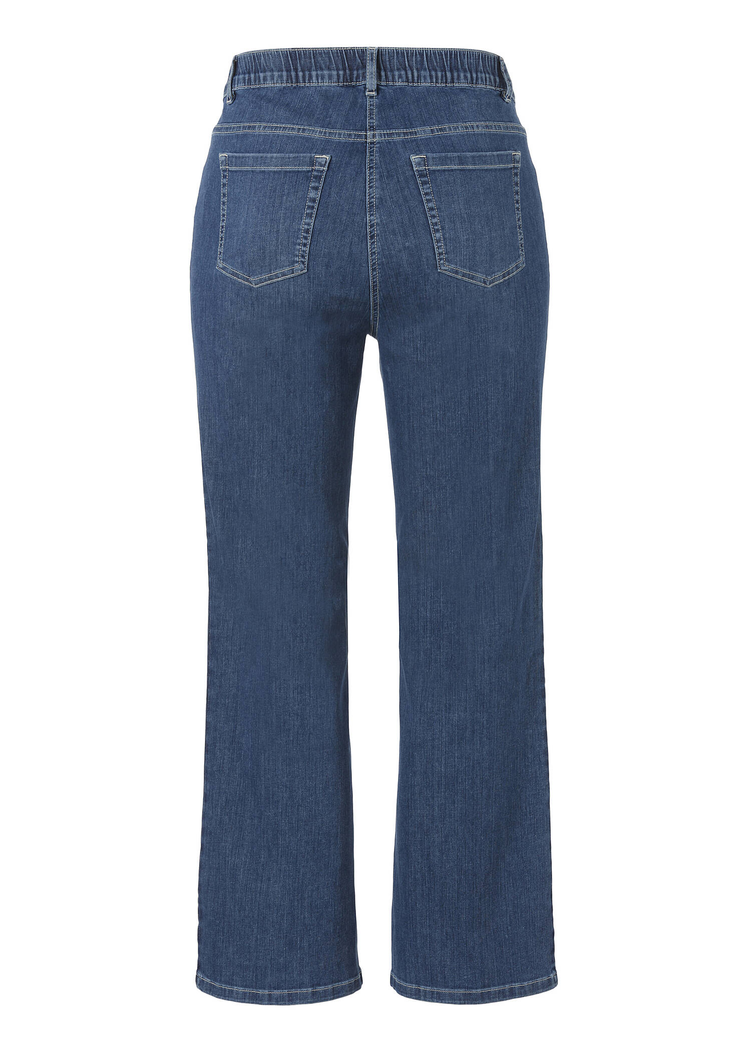 Flared 5-Pocket-Jeans Light Used Dunkelblau mit seitlichem Streifen / 