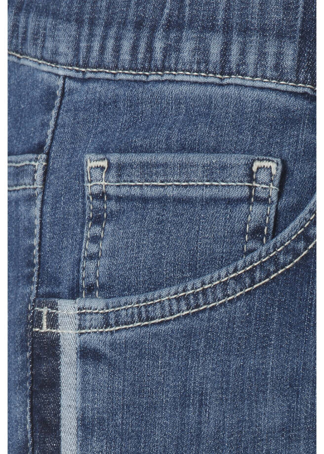 Flared 5-Pocket-Jeans Light Used Dunkelblau mit seitlichem Streifen / 