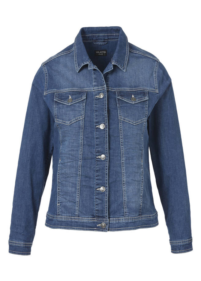 Klassische Stretch Jeansjacke Light Used Dunkelblau jeans dunkelblau Frontansicht