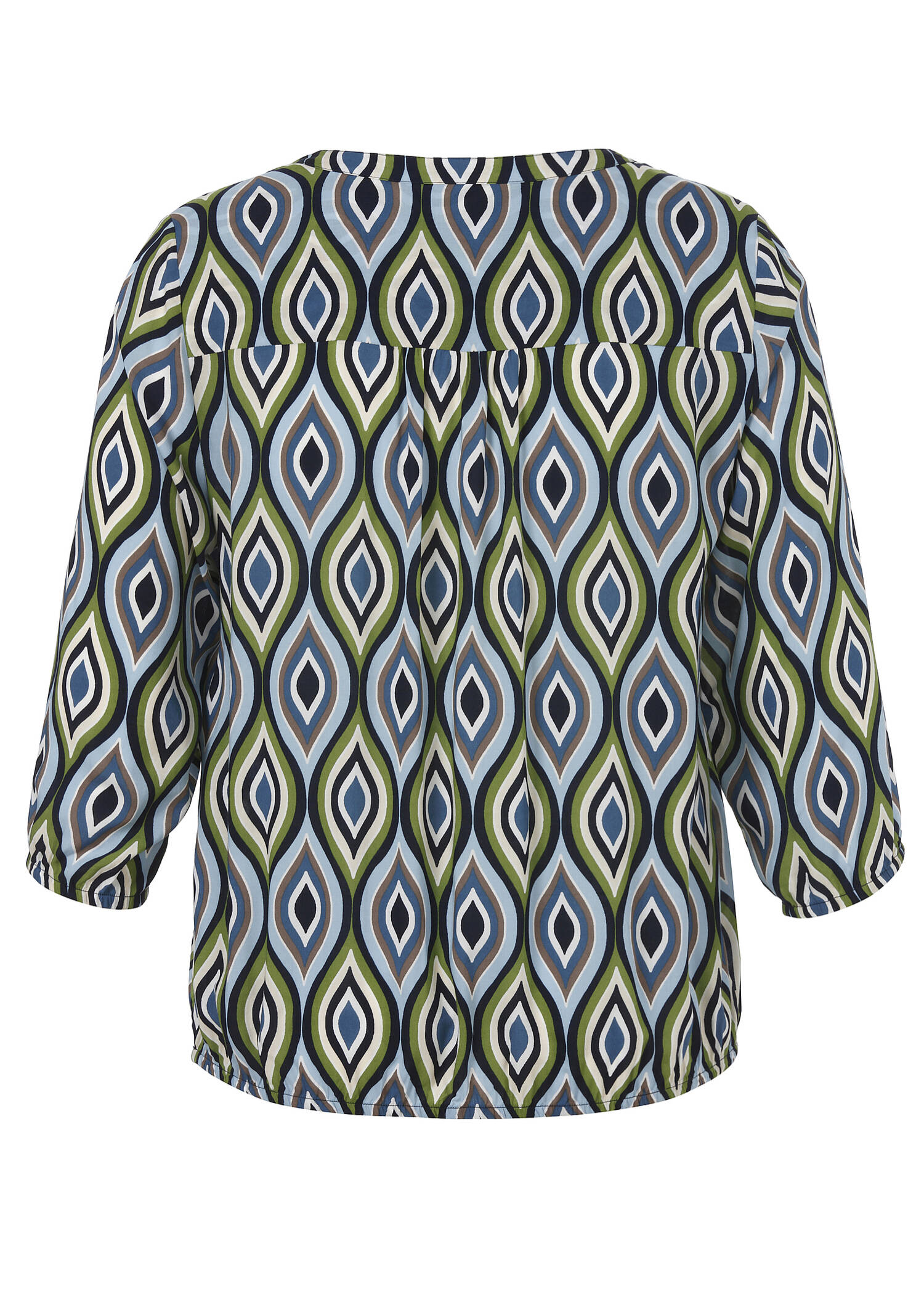 3/4-Arm Viskose-Print-Bluse mit Gummizugbund /