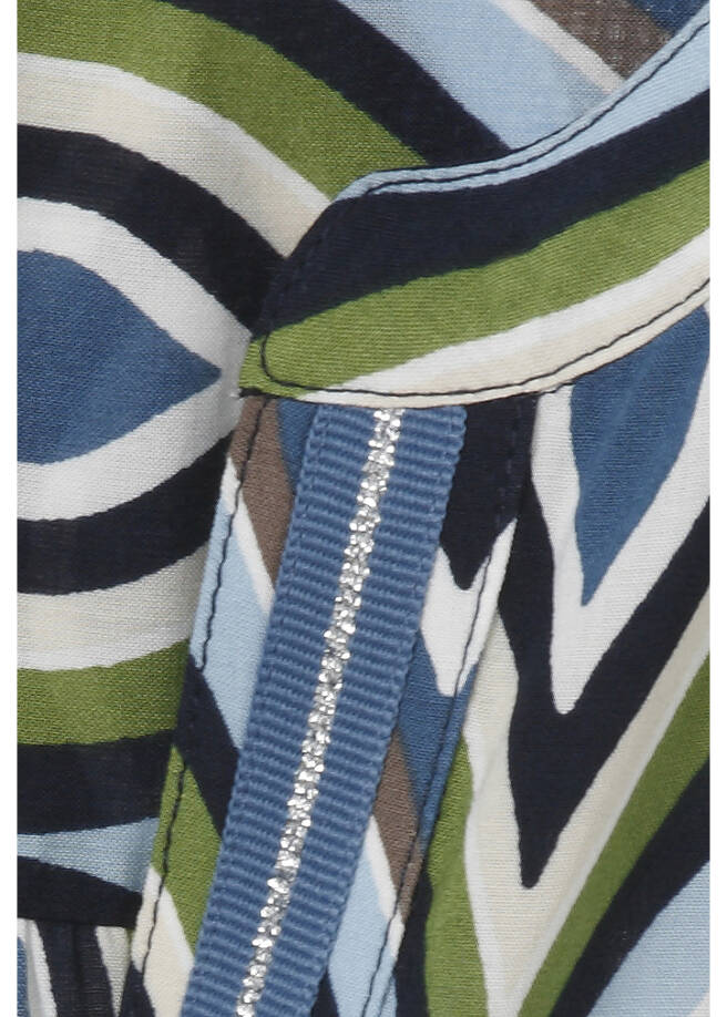 3/4-Arm Viskose-Print-Bluse mit Gummizugbund /