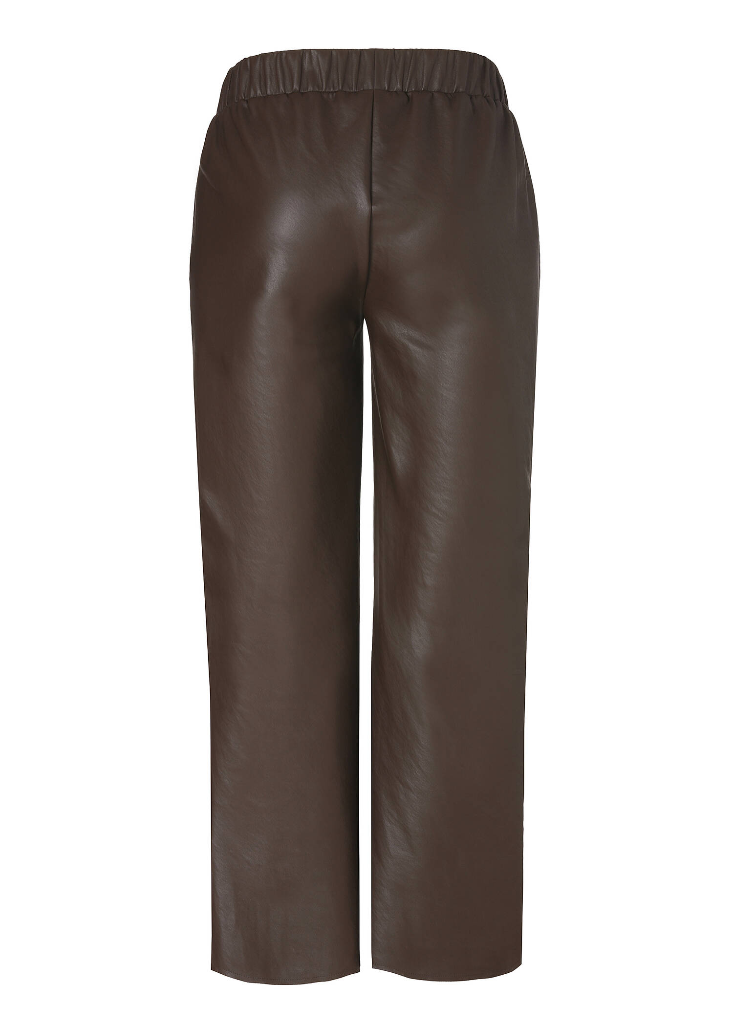 Chice Schlupfhose in Leder-Optik, weites Bein "Kaffee" /