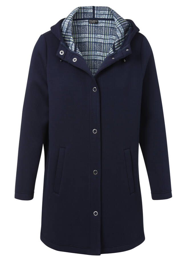 Übergangsjacke / Longjacke mit Kapuze indigo multicolor Frontansicht