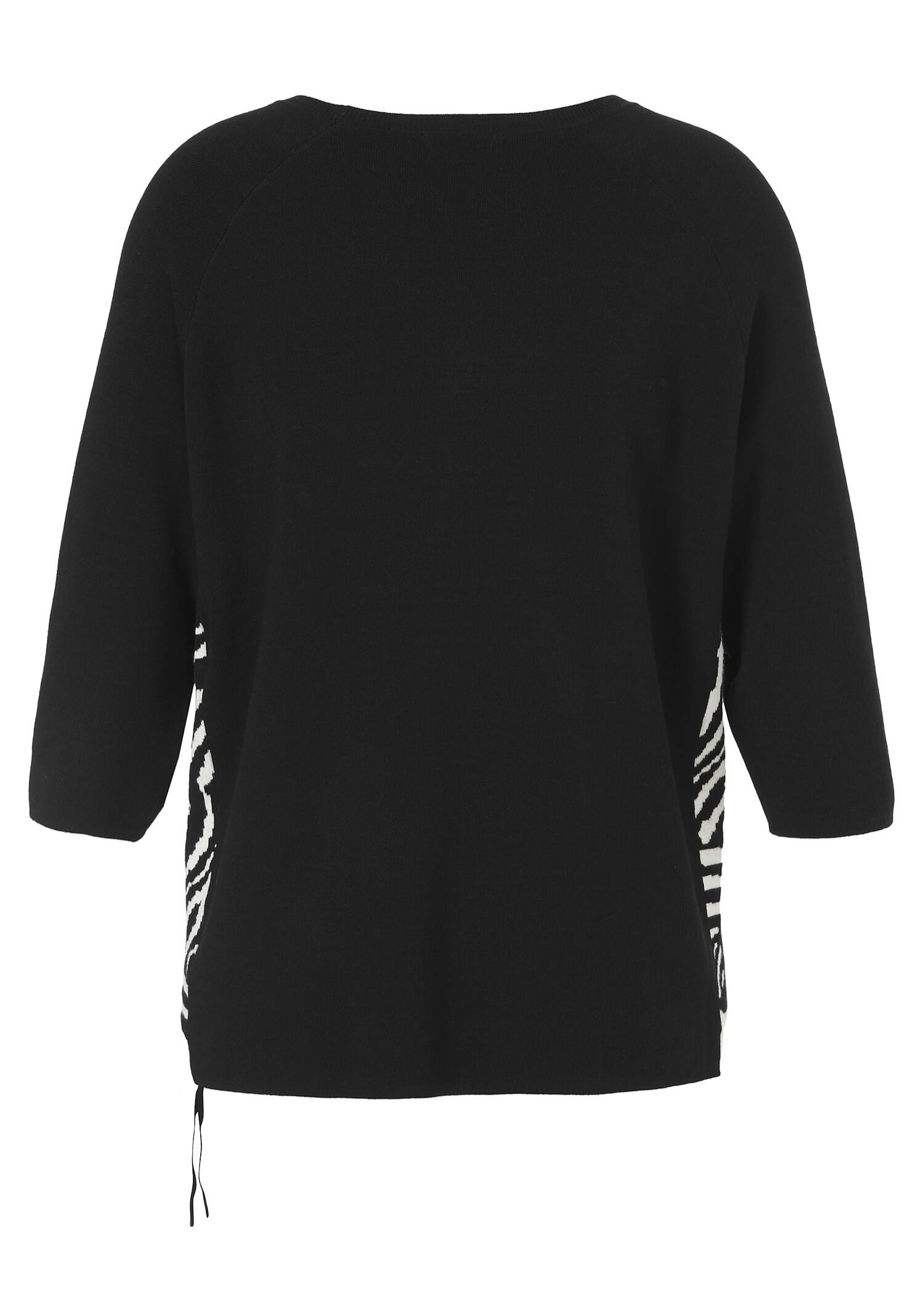 3/4-Arm Feinstrick-Pullover mit gemustertem Einsatz an der Seite /
