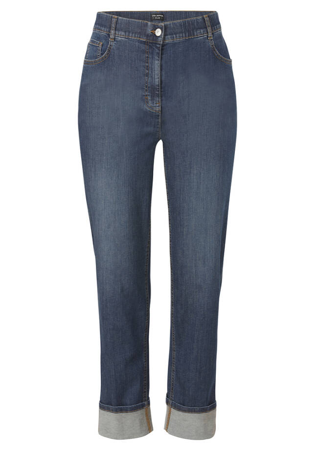 5-Pocket Power Stretch Jeans Grau Used jeans dunkelblau Frontansicht