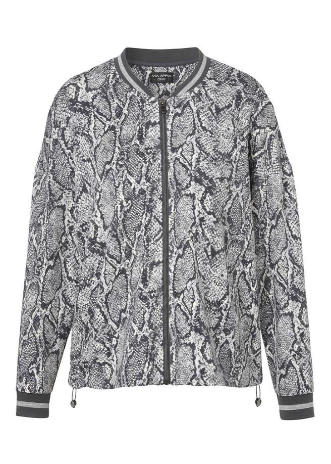 Moderne Blouson-Jacke mit Snake-Print blei multicolor Frontansicht