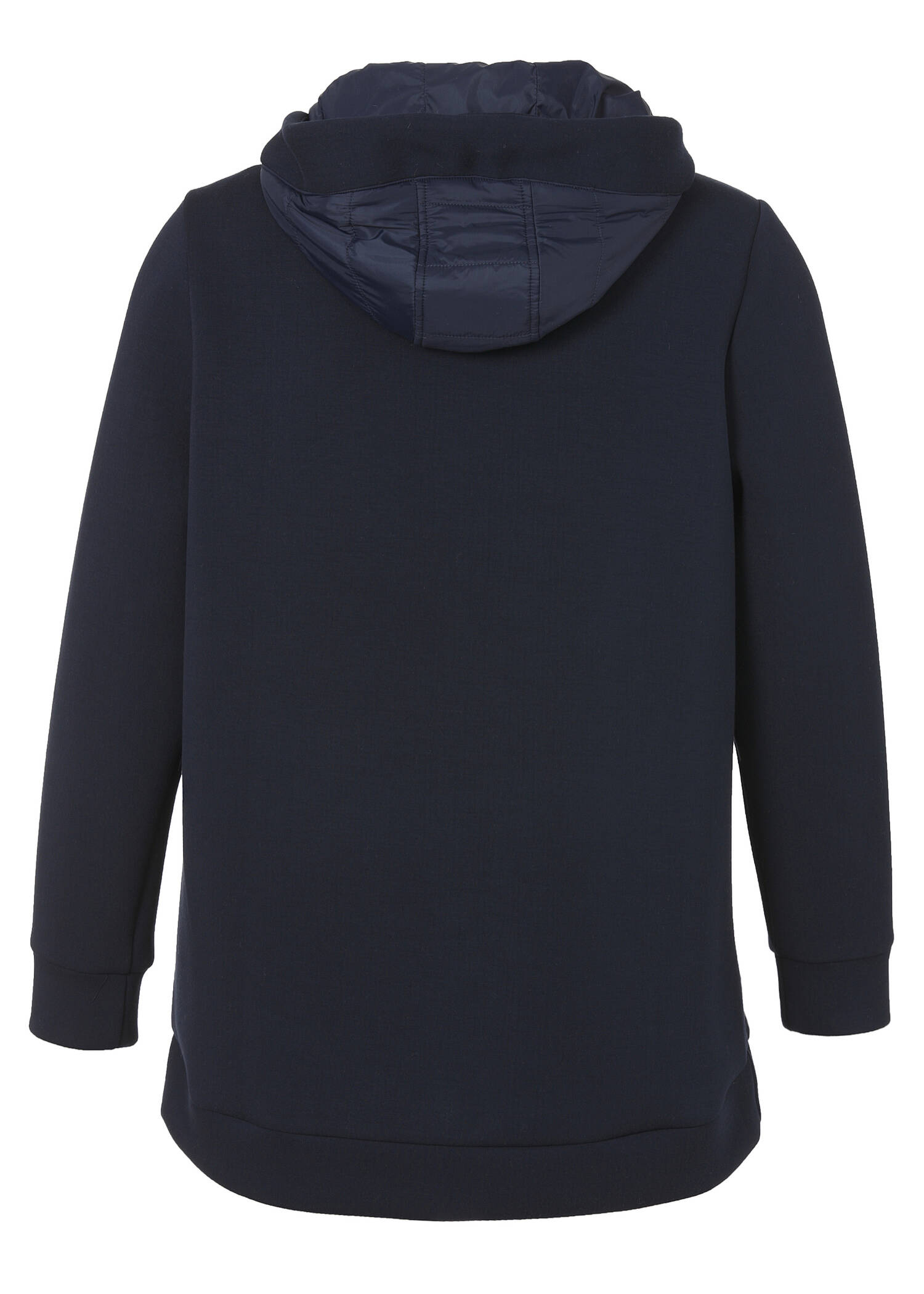Dunkelblaue Kapuzenjacke mit Steppeinsätzen /
