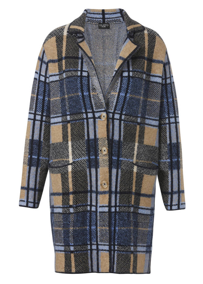 Leichte Mantel-Jacke Karomuster marine multicolor Frontansicht