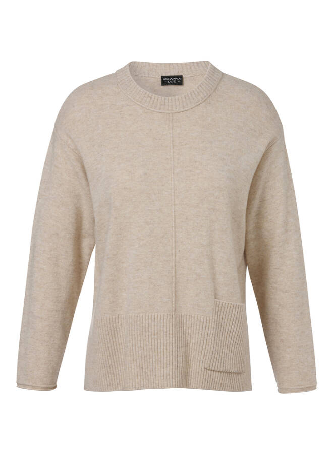 Edler Wollmix-Pullover in Premium-Qualität champagner melange Frontansicht