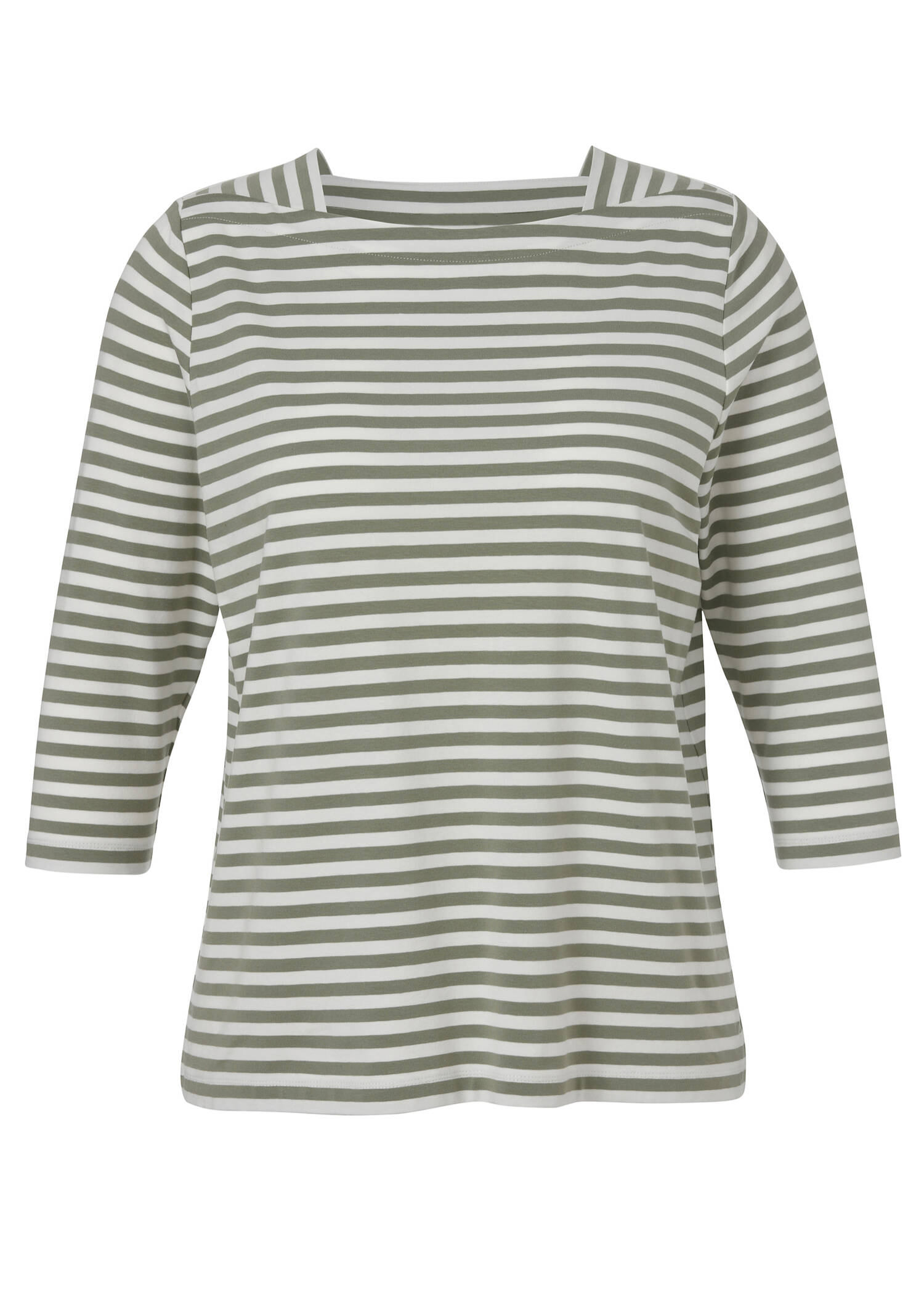 3/4-Arm Ringelshirt mit Karree-Ausschnitt / 