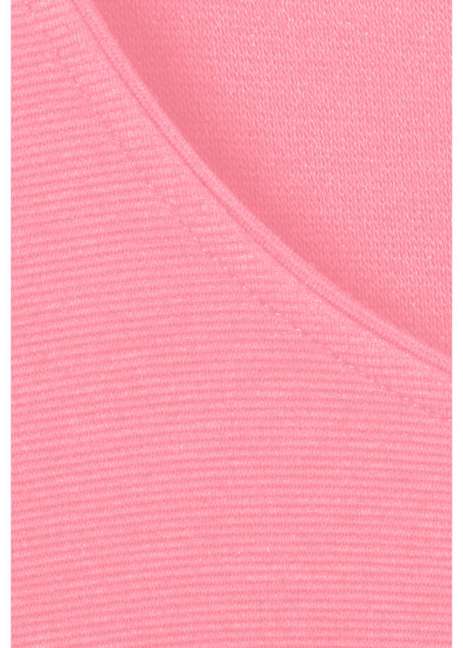 Einfarbiges 3/4-Arm Kombi-Sweatshirt mit feiner Ripp-Struktur /