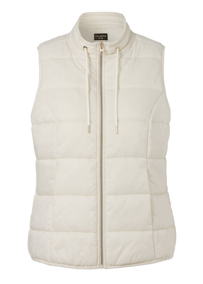 Wattierte Steppweste mit Zipper creme Frontansicht