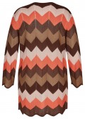 Modische Longstrickjacke mit buntem Zick-Zack-Muster /