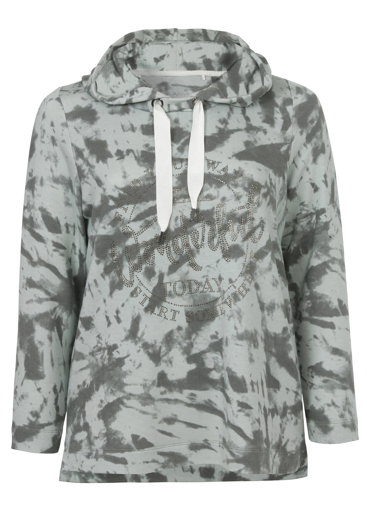 Sportives Kapuzensweatshirt mit Strass-Steinen /