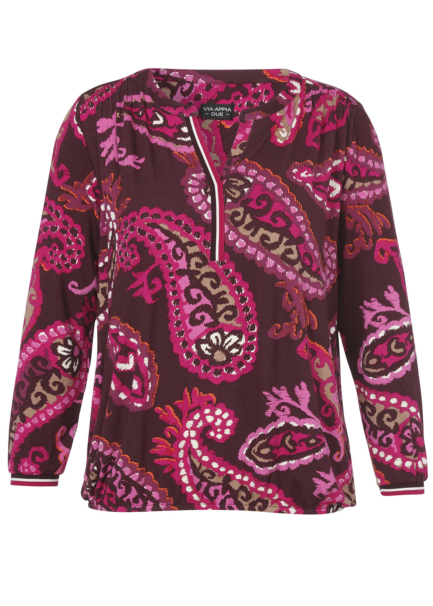 Extrovertiertes Langarmshirt mit abstraktem Paisley-Muster /