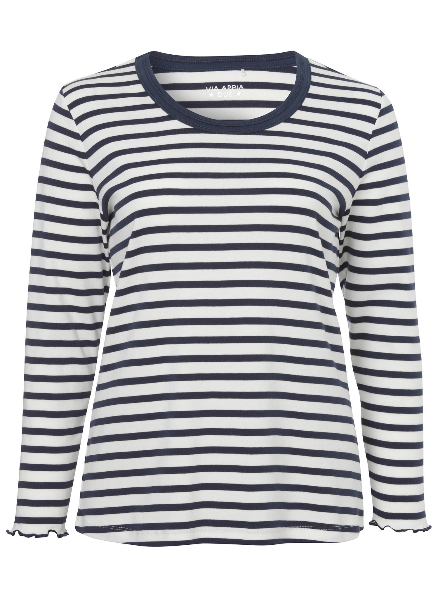 Zeitloses Langarmshirt mit gestreiftem Allover-Muster /