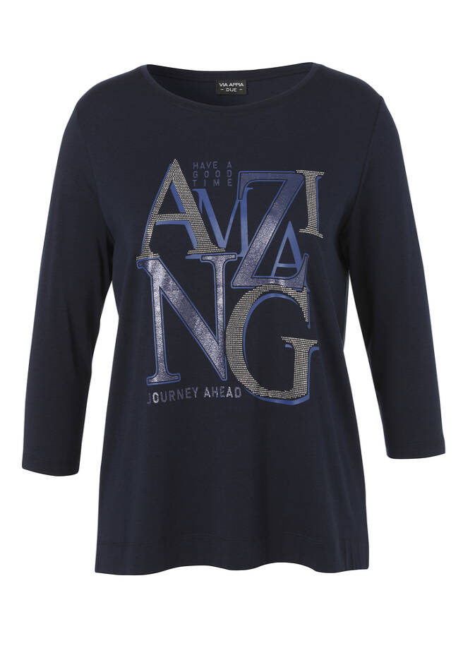 Fesches 3/4-Arm-Shirt mit Glitzerdetails / 
