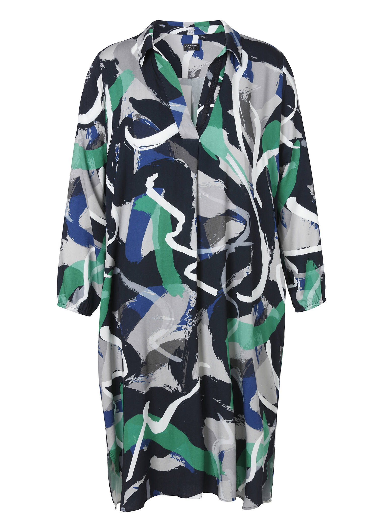 Extrovertiertes Blusenkleid mit Alloverdruck /