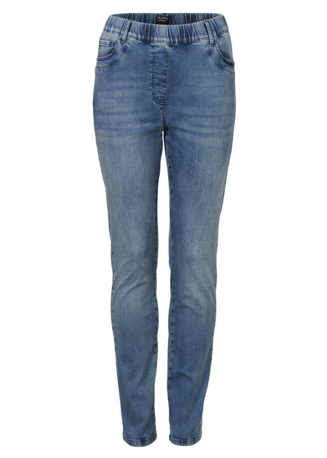 Zeitlose 5-Pocket-Jeans mit unifarbenem Stoff / 