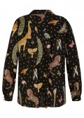 Fließende Viskose-Print-Bluse mit Hemdkragen /