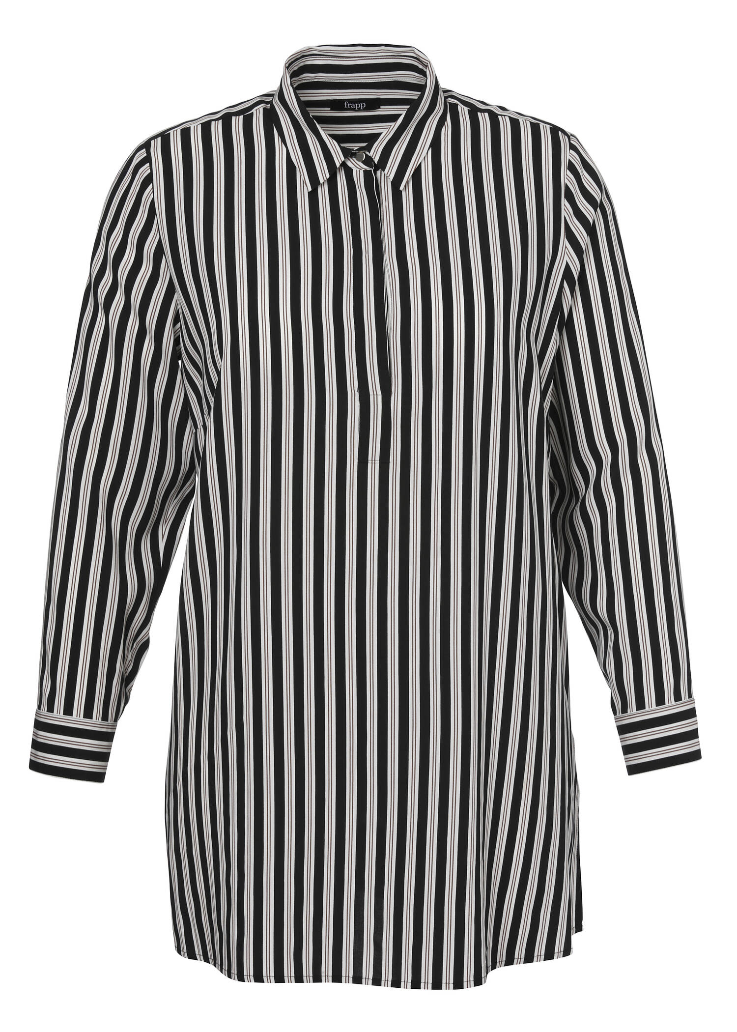Modische Longbluse mit gestreiftem Allover-Muster /
