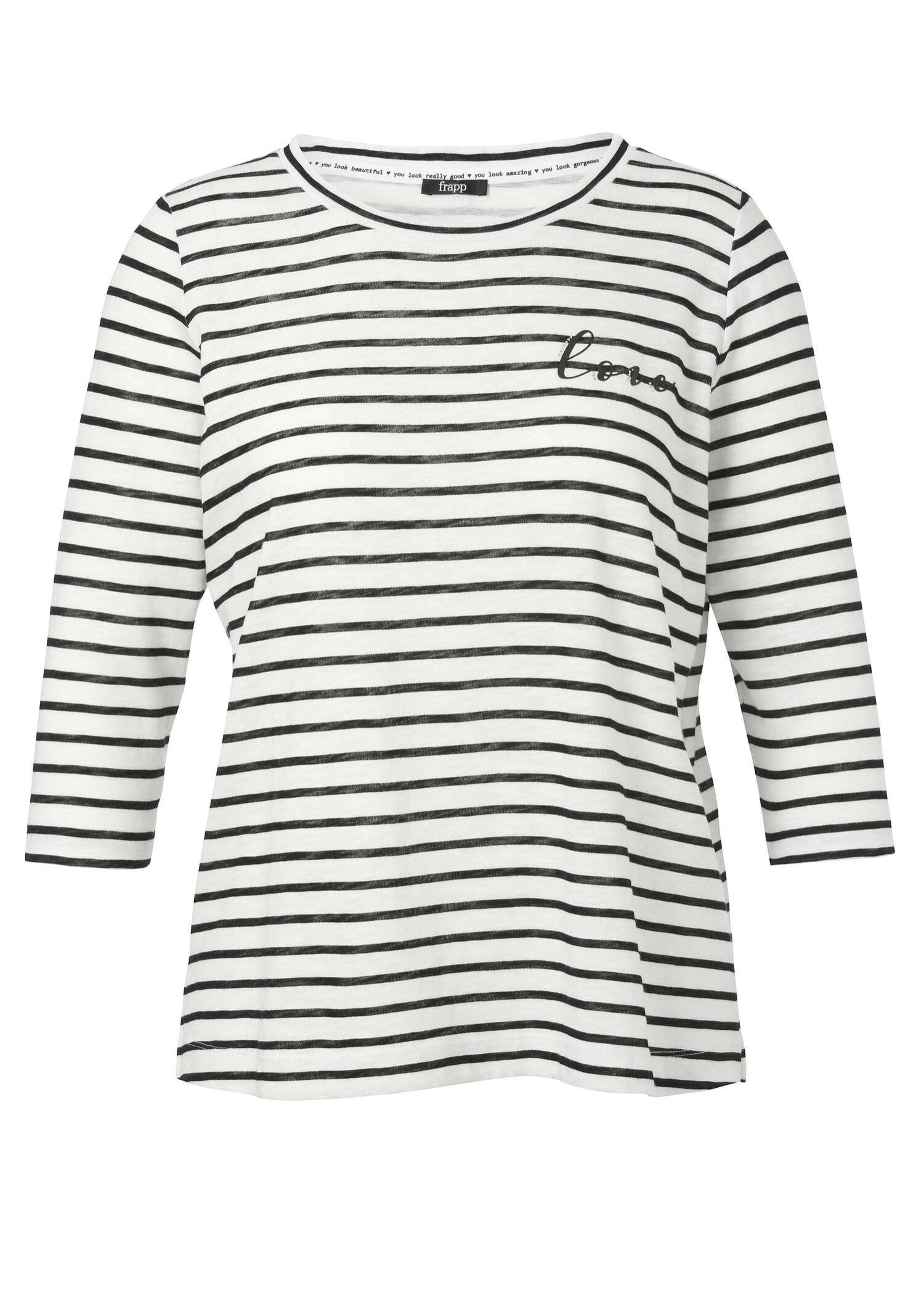 Verspieltes 3/4-Arm-Shirt mit Glitzersteinen /
