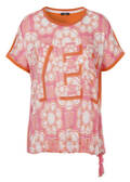 Shirt-Bluse mit floralem Muster und Zugband im Saum / 