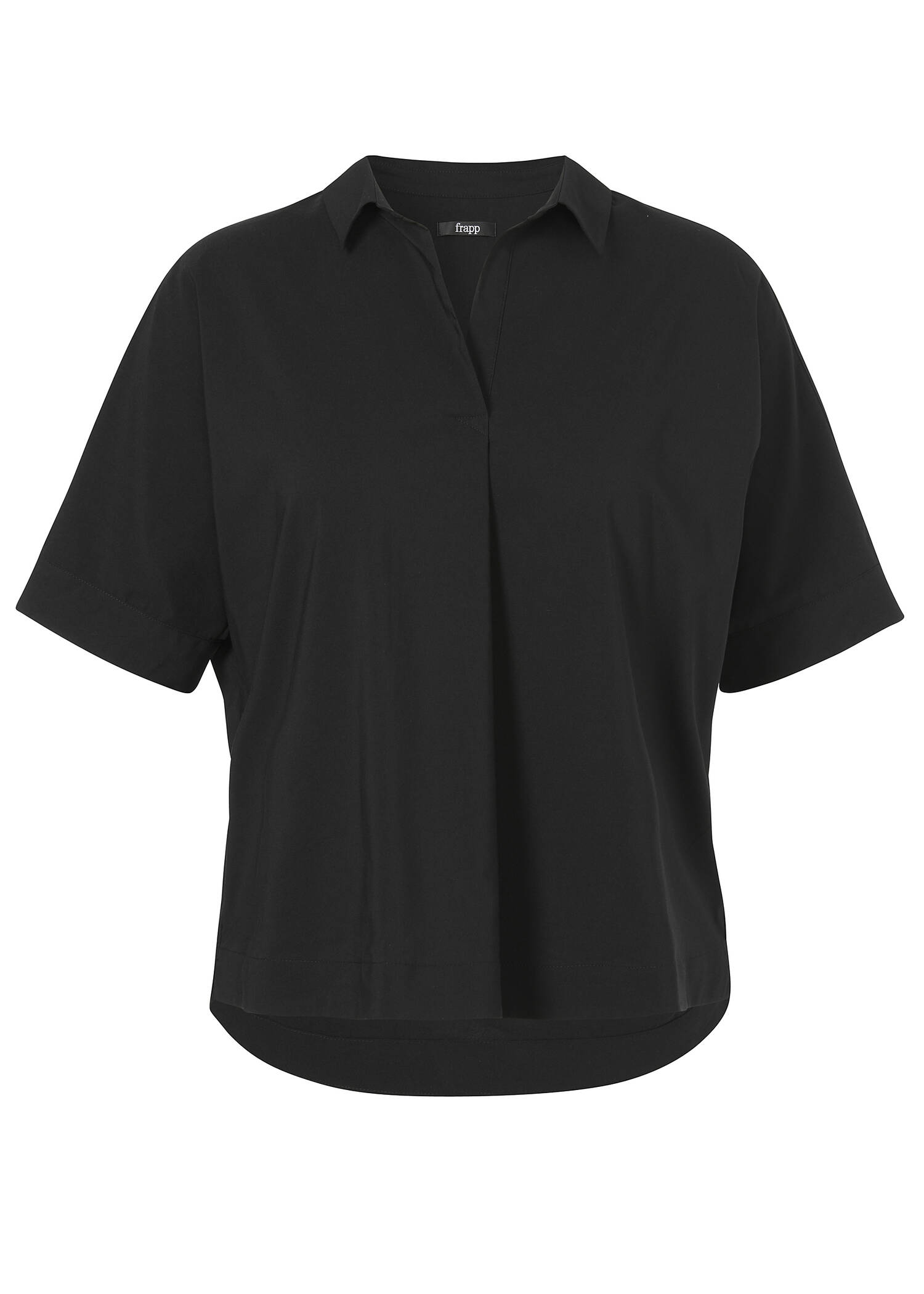 Edle Halbarm- Schlupfbluse in Schwarz mit Blusenkragen /