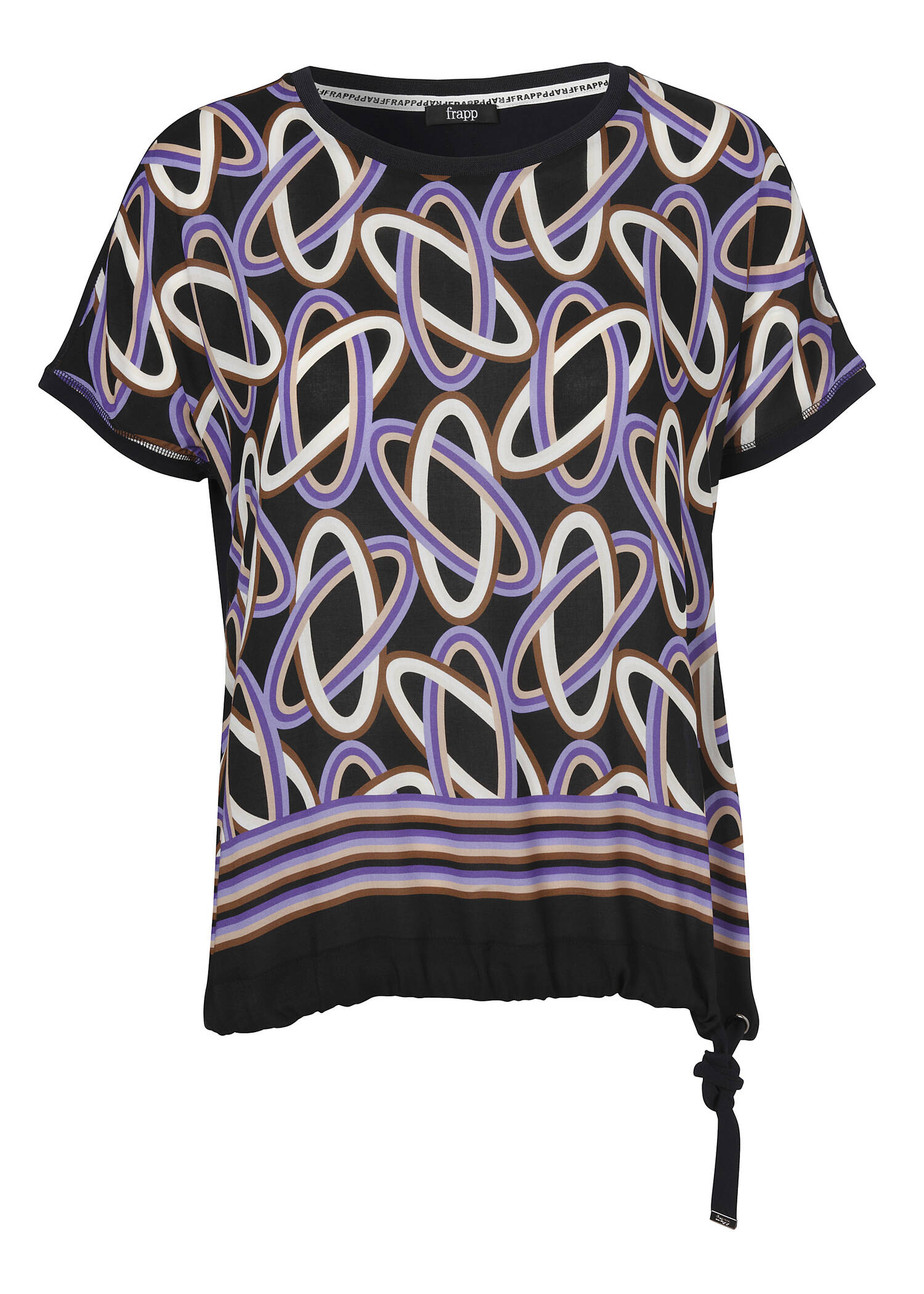 Print Blusenshirt mit nachtblauem Rückteil /