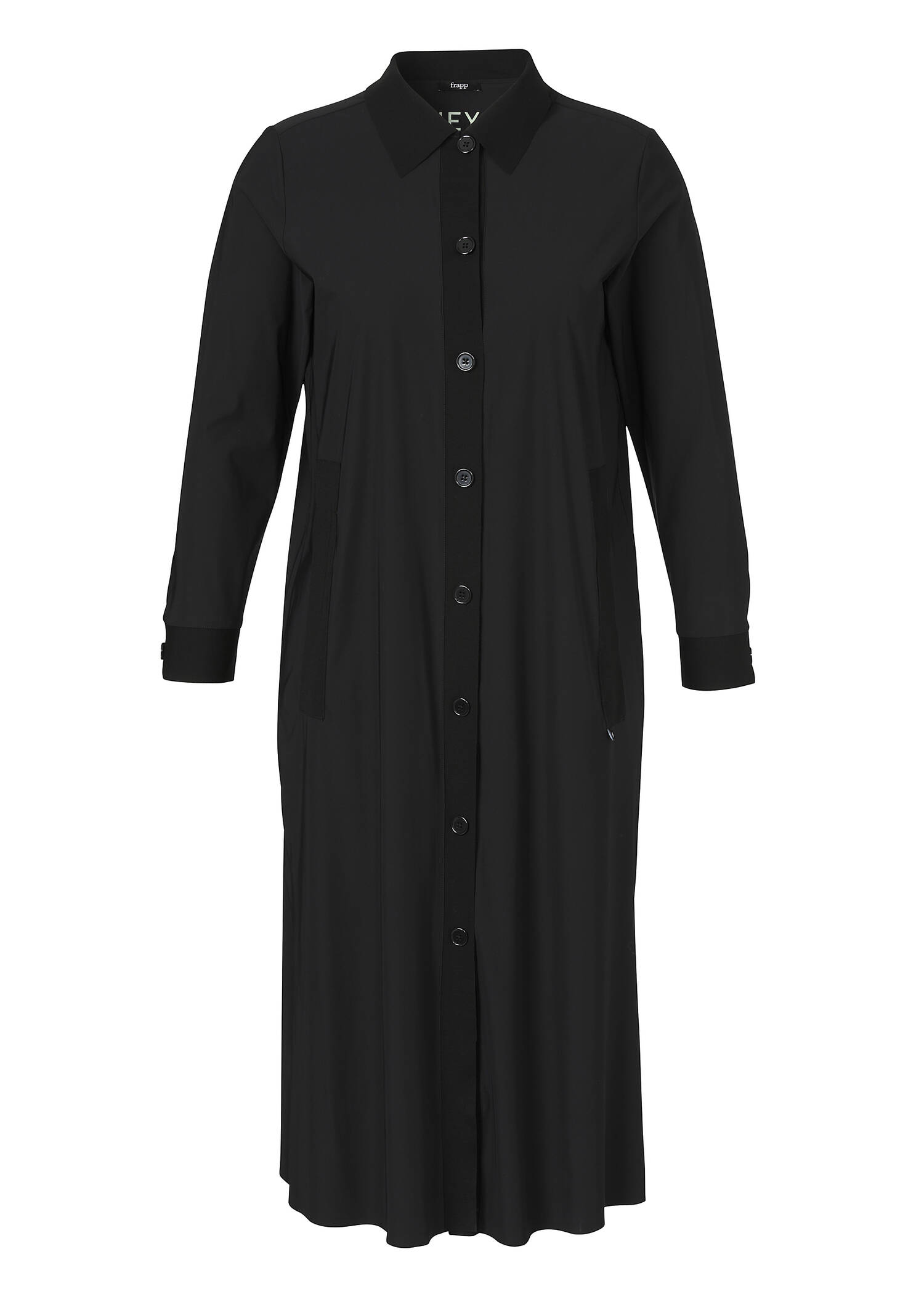 Schwarzes Hemdblusen-Kleid mit Taschen /