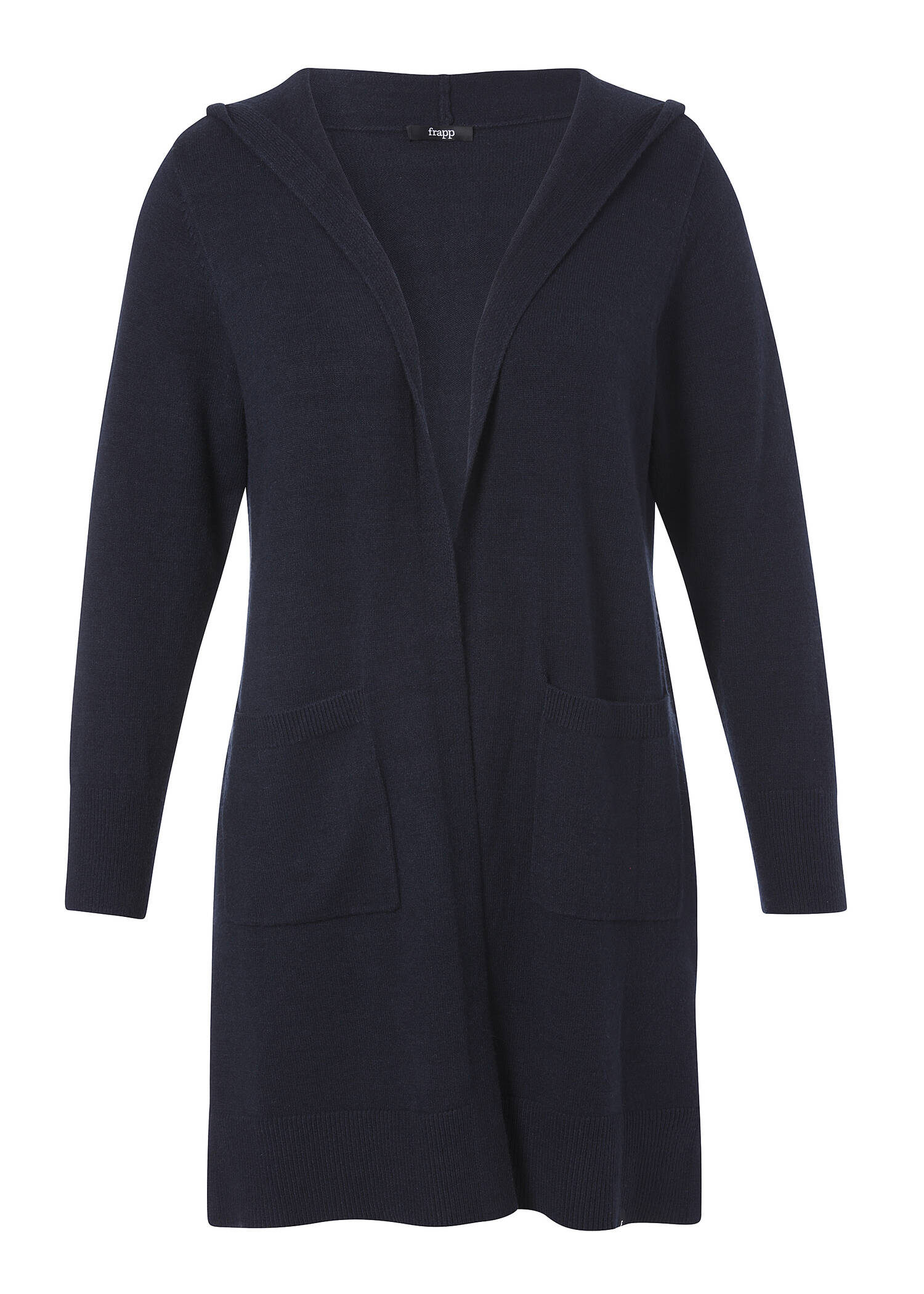 Kurzer Strickmantel / Long-Cardigan mit Kapuze /