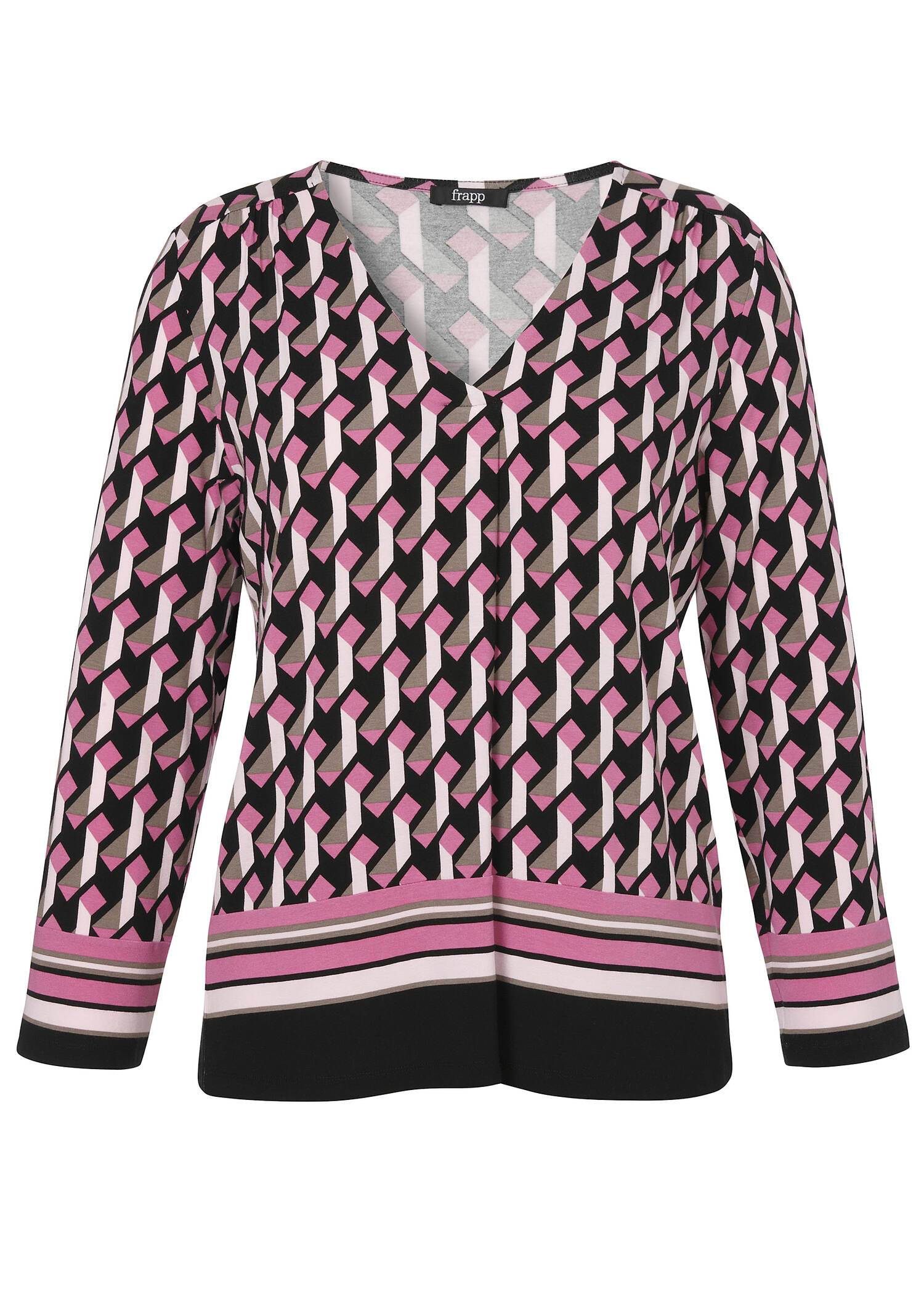 Langarm-V-Shirt mit Allover-Print /