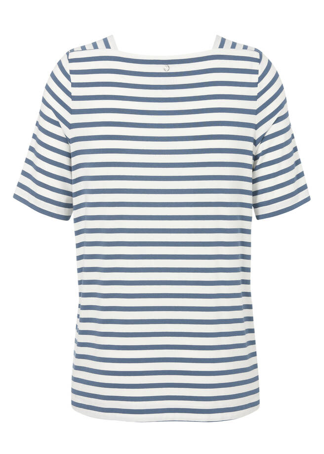 Ringel Shirt aus Viskose-Jersey mit U-Boot-Ausschnitt / 