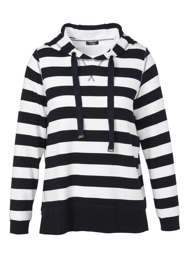 Gestreiftes Sweatshirt mit Kapuze im Marine-Look / 