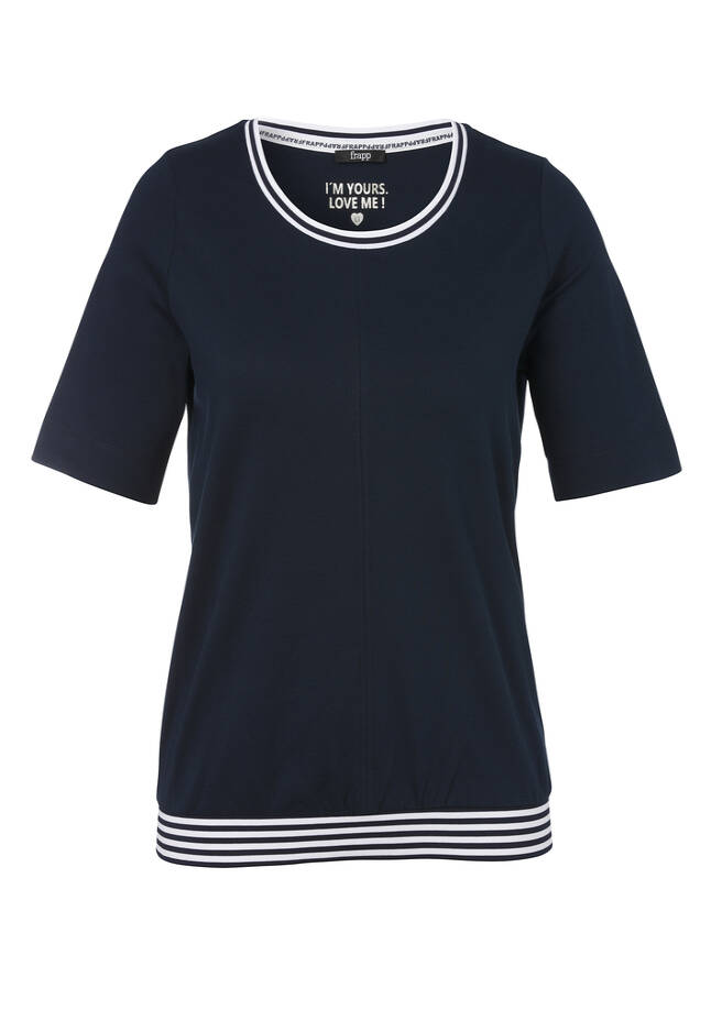 Baumwoll-Stretch Halbarmshirt mit Ringelbund / 