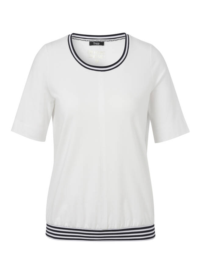 Baumwoll-Stretch Halbarmshirt mit Ringelbund / 