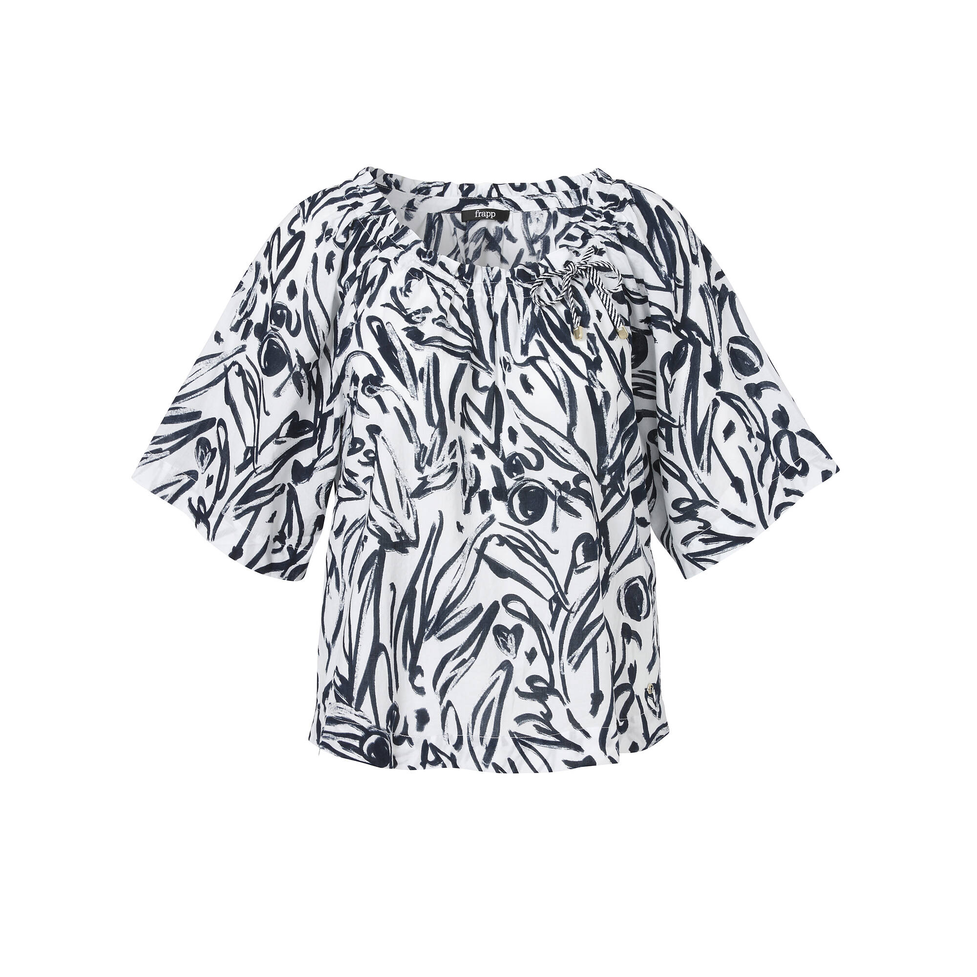 Luftige Halbarmbluse White / Navy