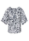Luftige Halbarmbluse White / Navy / 