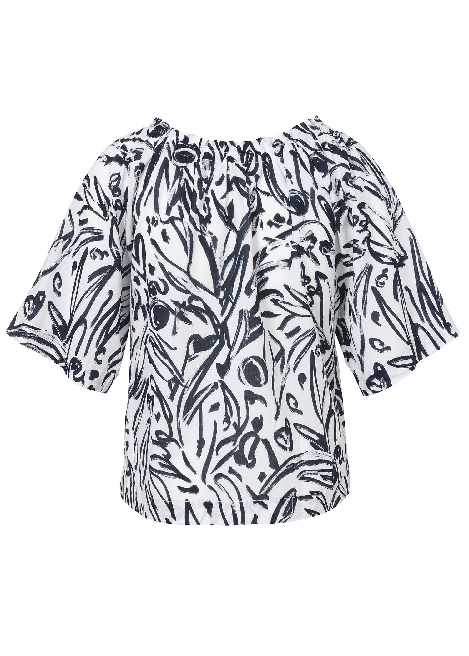 Luftige Halbarmbluse White / Navy /