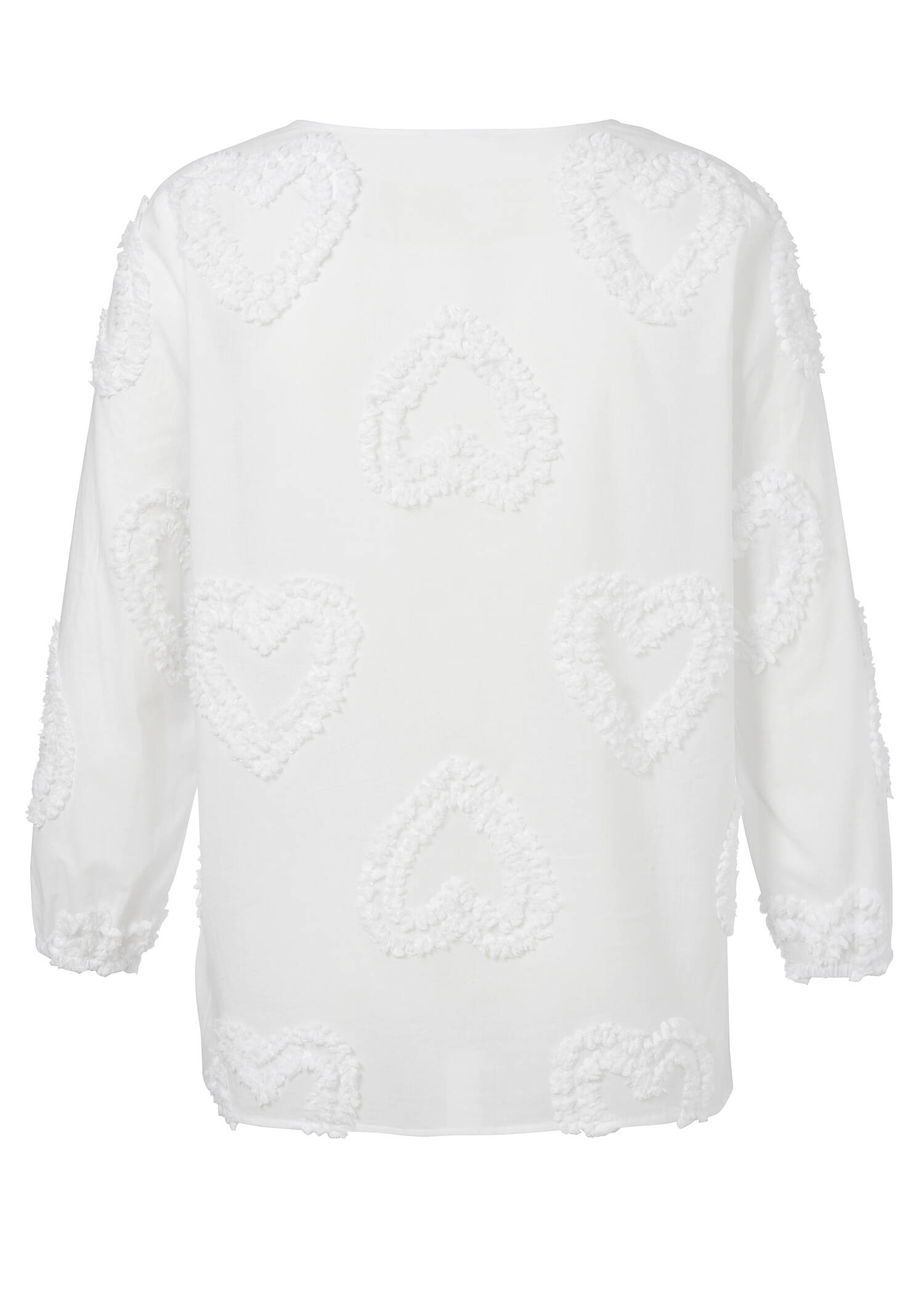 Feminine Baumwoll-Tunika mit geflockten Herzen White /