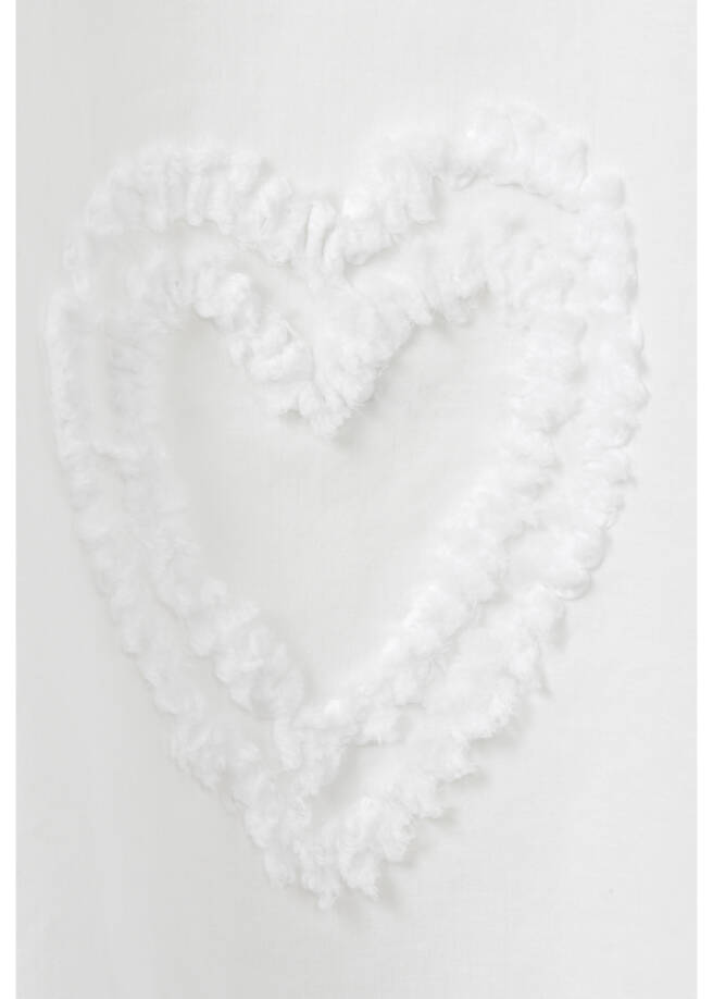 Feminine Baumwoll-Tunika mit geflockten Herzen White / 
