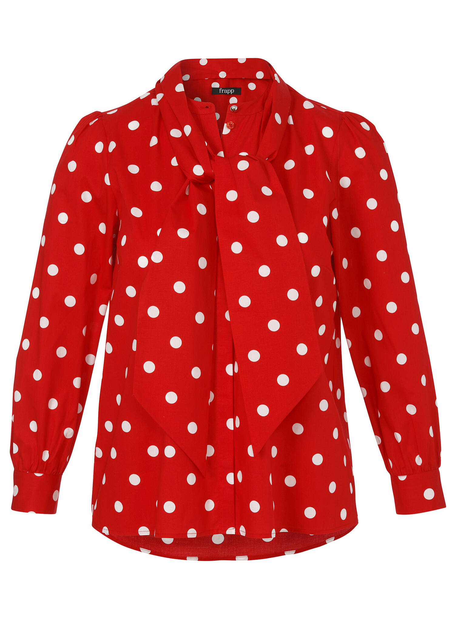 Stehkragen-Bluse Polka Dots mit abnehmbarer Schluppe /
