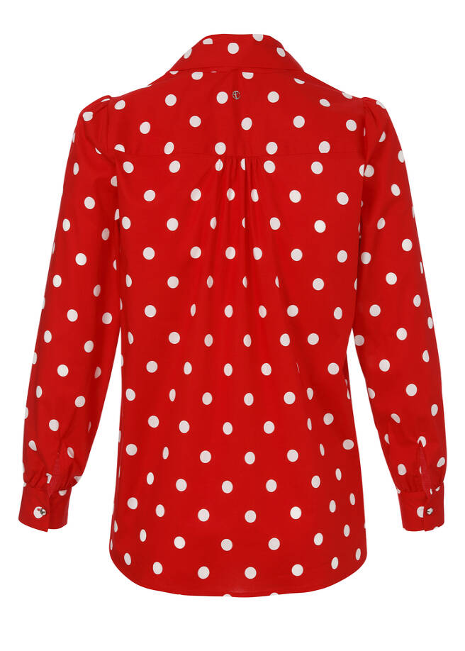 Stehkragen-Bluse Polka Dots mit abnehmbarer Schluppe / 