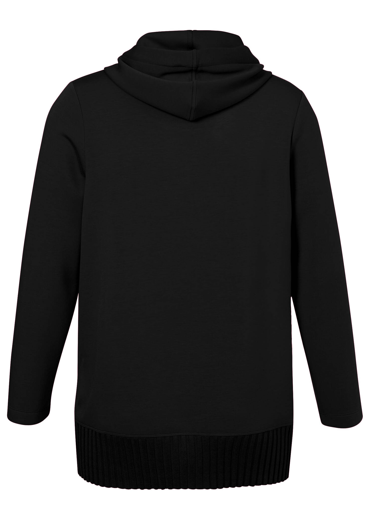 Längeres Hoodie-Sweatshirt mit gestricktem Rippbund /