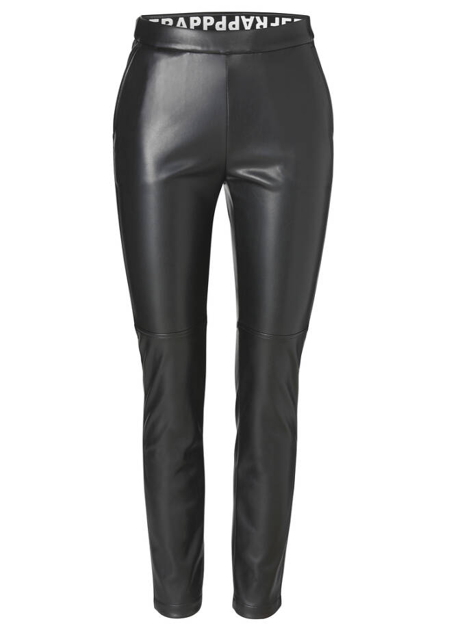 Coole Lederimitat-Hose, elastisch black Frontansicht