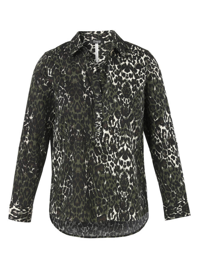 Leo Schlupfbluse Baumwoll-Stretch black multicolor Frontansicht