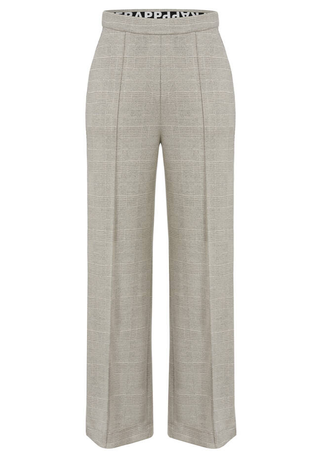 Karierte Hose mit weiten Beinen bisquit multicolor Frontansicht